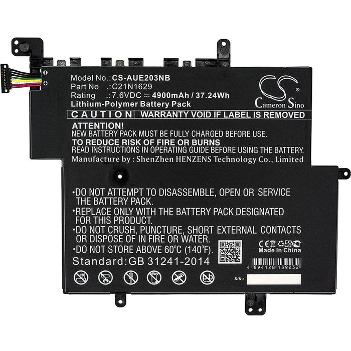Battery for laptop ASUS E203 VivoBook E12 C21N1629 CS-AUE203NB 7.6V 4900mAh CAMERON SINO