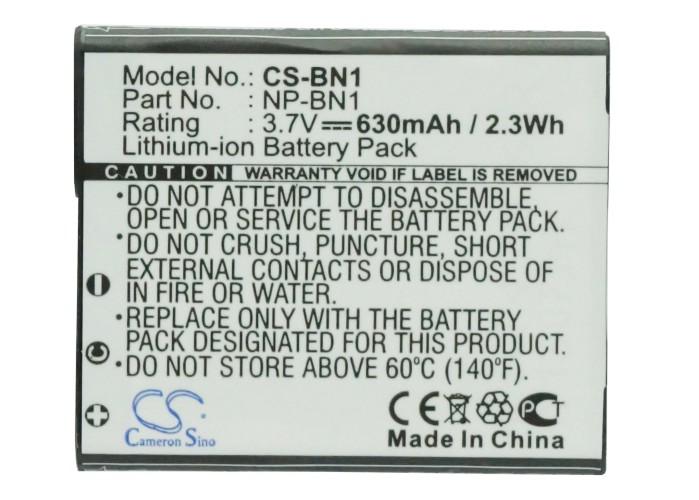 Camera battery SONY NP BN1 LiIon 3.7V 630mAh Cameron Sino