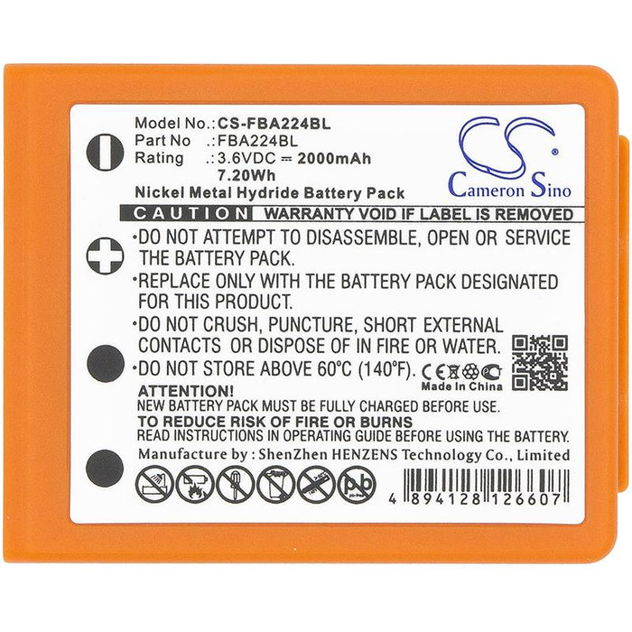 Remote Control Battery for HBC Radiomatic Quadrix, Micron 4,5,6,7 BA223000 NIMH 3.6V 2000mAh Orange Cameron Sino