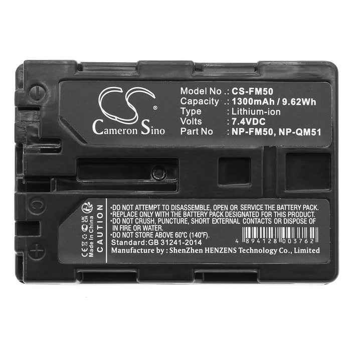 Camera battery SONY NP FM50 LiIon 7.2V 1300mAh Cameron Sino