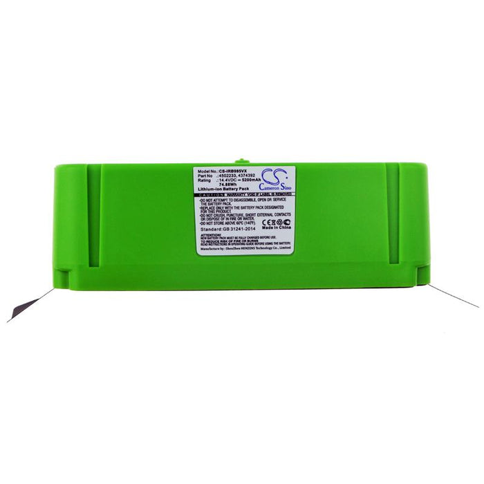 Battery for vacuum cleaner iRobot Roomba 614, Roomba 640, 652, 680,690, 850, 980 4374392 LiIon 14.4V 5200mAh CAMERON SINO
