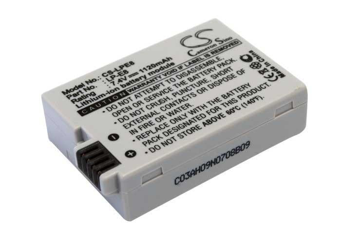 Camera battery Cameron Sino LP-E8, 7.4V, 1120mAh, Canon EOS Rebel T2i, T3i, T4i, T5i, EOS 600D, 550D, 650D, 700D, Kiss X5, X4, X6