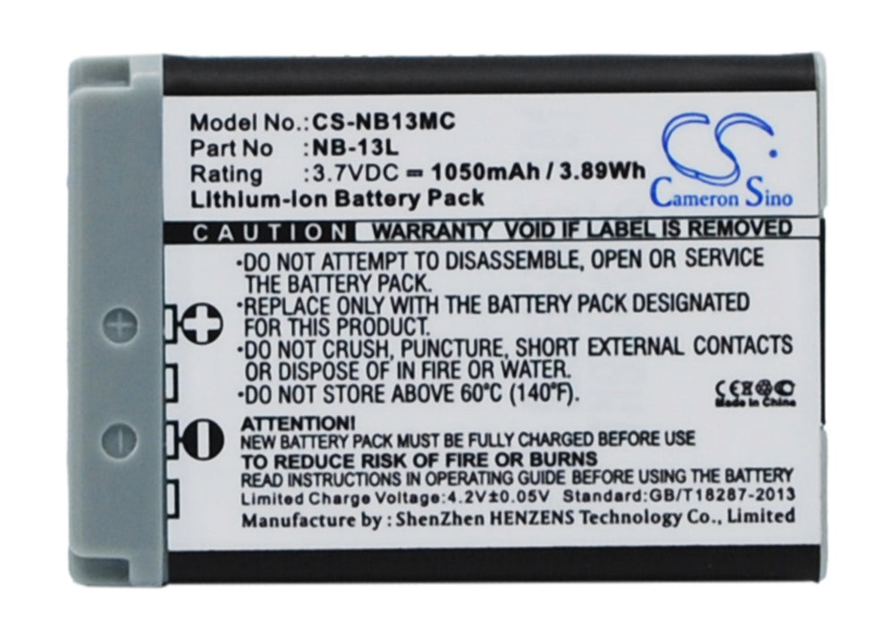 Battery for camera / camera CANON NB13MC NB13L 3.7V 1050 mAh LiIon Cameron Sino