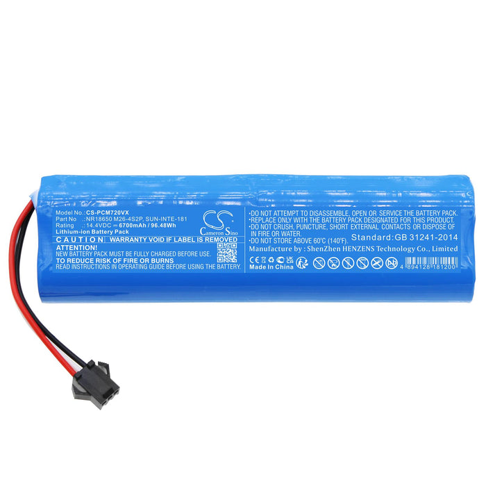 Battery for vacuum cleaner LENOVO Cleaner T1S pro, XIAOMI Roidmi Eve Plus LiIon 14.4V 6700mAh CAMERON SINO