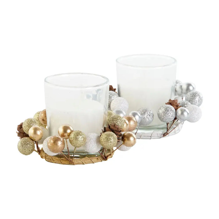 Candle DKD Home Decor Golden Silver Christmas 10.5 x 10.5 x 7 cm 10,5 x 10,5 x 7 cm (4 Units) - Декорация и