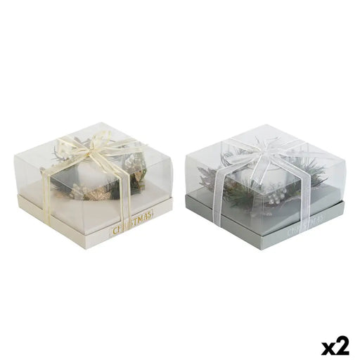 Candle DKD Home Decor Golden Silver Christmas 15 x 15 x 5 cm (2 Units) - Декорация и Осветление<<<Дом
