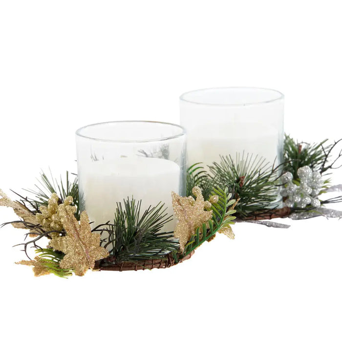Candle DKD Home Decor Golden Silver Christmas 15 x 15 x 5 cm (2 Units) - Декорация и Осветление<<<Дом