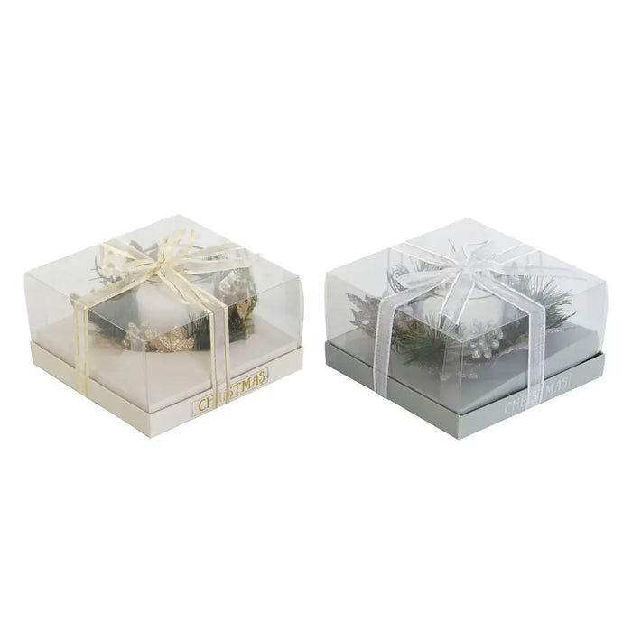 Candle DKD Home Decor Golden Silver Christmas 15 x 15 x 5 cm (2 Units) - Декорация и Осветление<<<Дом