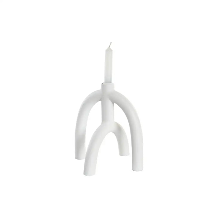 Candle Holder DKD Home Decor Scandi 21,5 x 21,5 x 23 cm White Resin - Декорация и Осветление<<<Дом