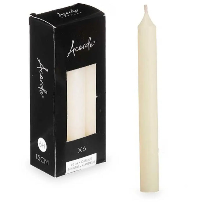 Candle Set Acorde Cream 2 x 2 x 15 cm 6 x 15 x 4 cm (12 Units) - Декорация и Осветление<<<Дом Градина<<<BigBuy&&&Свещи