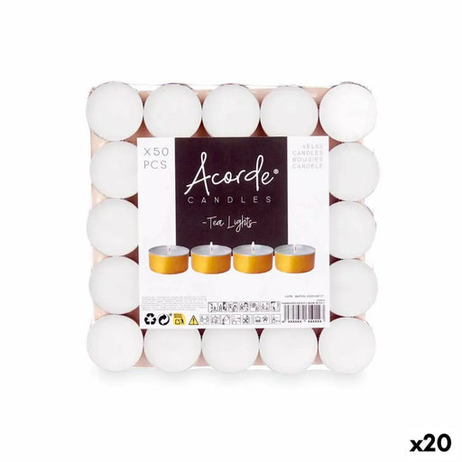 Candle Set Acorde Tea Lights White Golden (20 Units) - Декорация и Осветление<<<Дом Градина<<<BigBuy&&&Свещи и