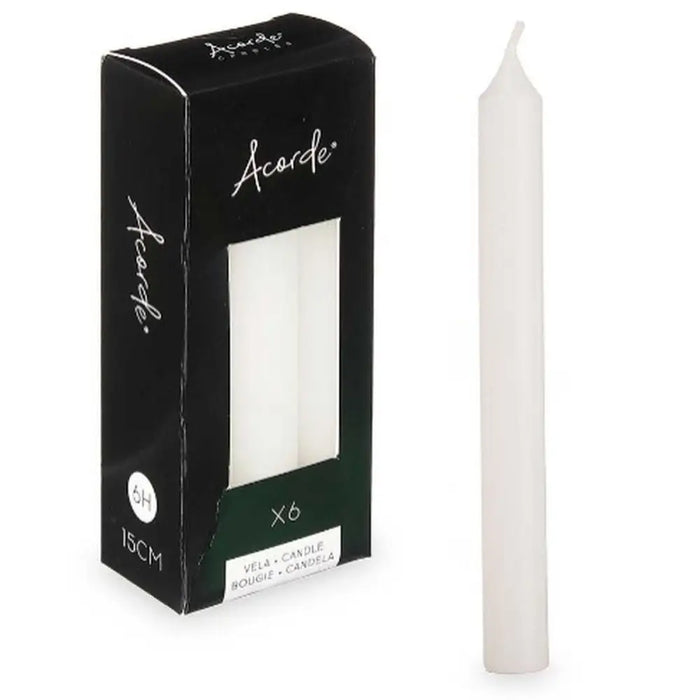 Candle Set Acorde White 2 x 2 x 15 cm 6 x 15 x 4 cm (12 Units) - Декорация и Осветление<<<Дом Градина<<<BigBuy&&&Свещи