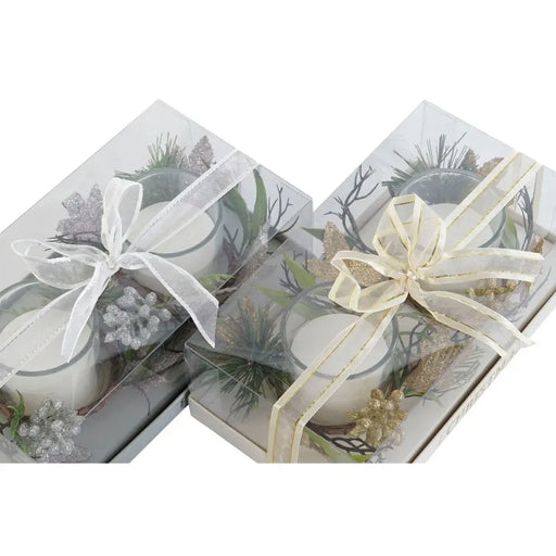Candle Set DKD Home Decor Golden Silver Christmas 10 x 10 x 7 cm (2 Units) - Декорация и Осветление<<<Дом