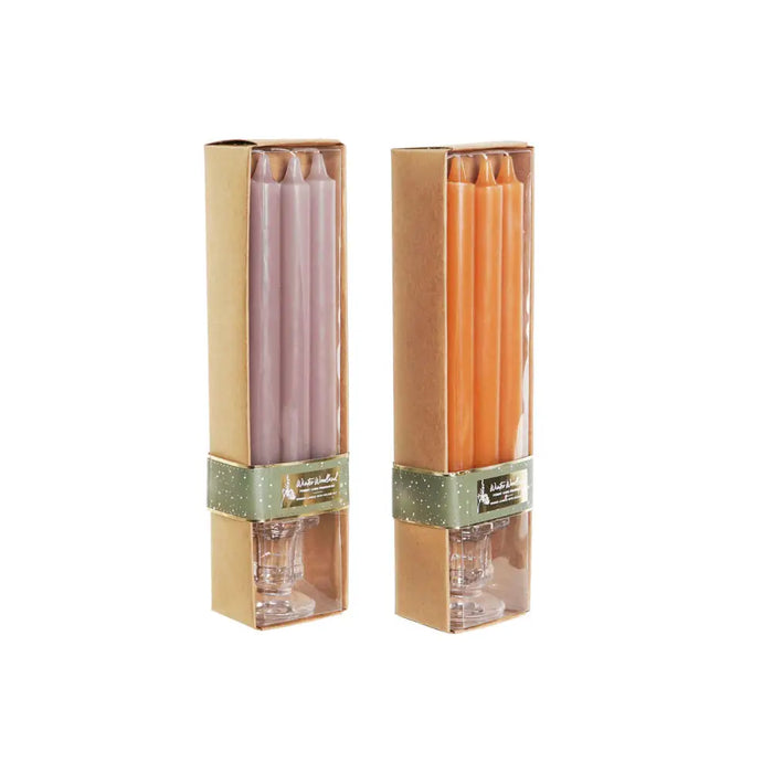 Candle Set DKD Home Decor Grey Orange 2 x 2 x 20 cm 4 Pieces (2 Units) - Декорация и Осветление<<<Дом