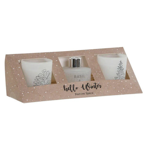 Candle Set DKD Home Decor White Christmas 5 x 5 x 6 cm - Декорация и Осветление<<<Дом Градина<<<BigBuy&&&Коледни