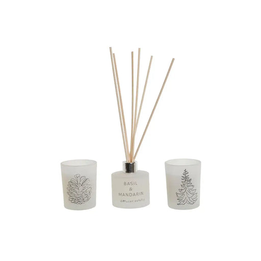 Candle Set DKD Home Decor White Christmas 5 x 5 x 6 cm - Декорация и Осветление<<<Дом Градина<<<BigBuy&&&Коледни