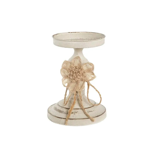 Candleholder DKD Home Decor 13 x 13 x 17,5 cm Metal White - Декорация и Осветление<<<Дом Градина<<<BigBuy&&&Свещи и