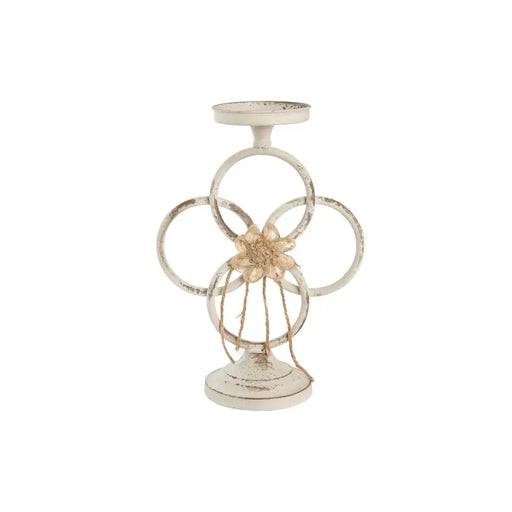 Candleholder DKD Home Decor 24 x 13 x 34 cm Metal White - Декорация и Осветление<<<Дом Градина<<<BigBuy&&&Свещи и