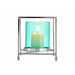 Candleholder Gift Decor Blue Silver Metal Glass 11,5 x 12,6 x 11,5 cm Squared - Декорация и Осветление<<<Дом