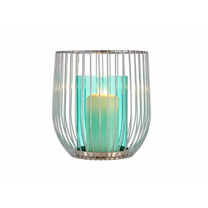 Candleholder Gift Decor Blue Silver Metal Glass 15 x 17 x 15 cm Cage - Декорация и Осветление<<<Дом