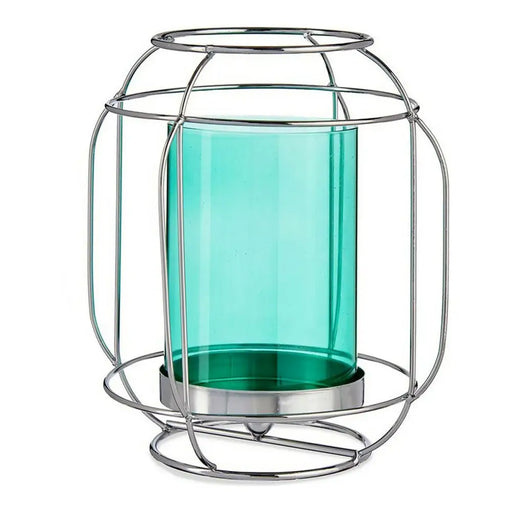Candleholder Gift Decor Blue Silver Metal Glass 19 x 20 x 19 cm Lantern - Декорация и Осветление<<<Дом