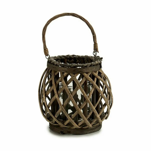 Candleholder Gift Decor Brown Grey wicker Glass 29,5 x 24 x 22 cm (6 Units) - Декорация и Осветление<<<Дом
