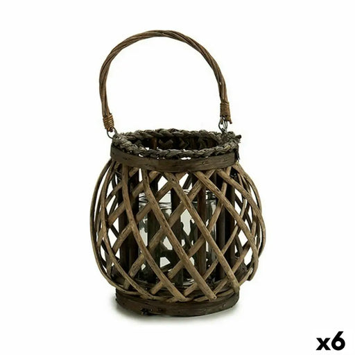 Candleholder Gift Decor Brown Grey wicker Glass 29,5 x 24 x 22 cm (6 Units) - Декорация и Осветление<<<Дом