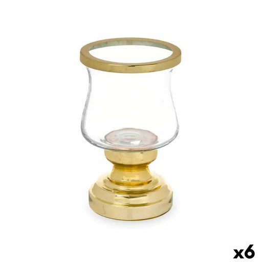 Candleholder Gift Decor Golden Crystal Steel 12 x 19,5 x 12 cm Wineglass (6 Units) - Декорация и Осветление<<<Дом