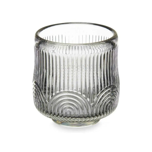 Candleholder Gift Decor Grey Crystal 7,5 x 7,8 x 7,5 cm Stripes (12 Units) - Декорация и Осветление<<<Дом