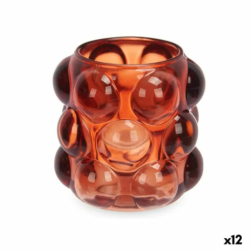 Candleholder Gift Decor Orange Tile Crystal 8,4 x 9 x 8,4 cm Microbeads (12 Units) - Декорация и Осветление<<<Дом