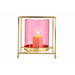Candleholder Gift Decor Pink Golden Metal Glass 14 x 15,5 x 14 cm Squared - Декорация и Осветление<<<Дом