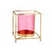 Candleholder Gift Decor Pink Golden Metal Glass 14 x 15,5 x 14 cm Squared - Декорация и Осветление<<<Дом