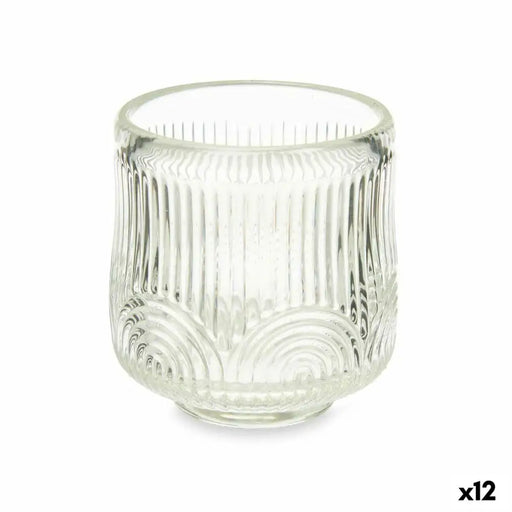 Candleholder Gift Decor Transparent Crystal 7,5 x 7,8 x 7,5 cm Stripes (12 Units) - Декорация и Осветление<<<Дом