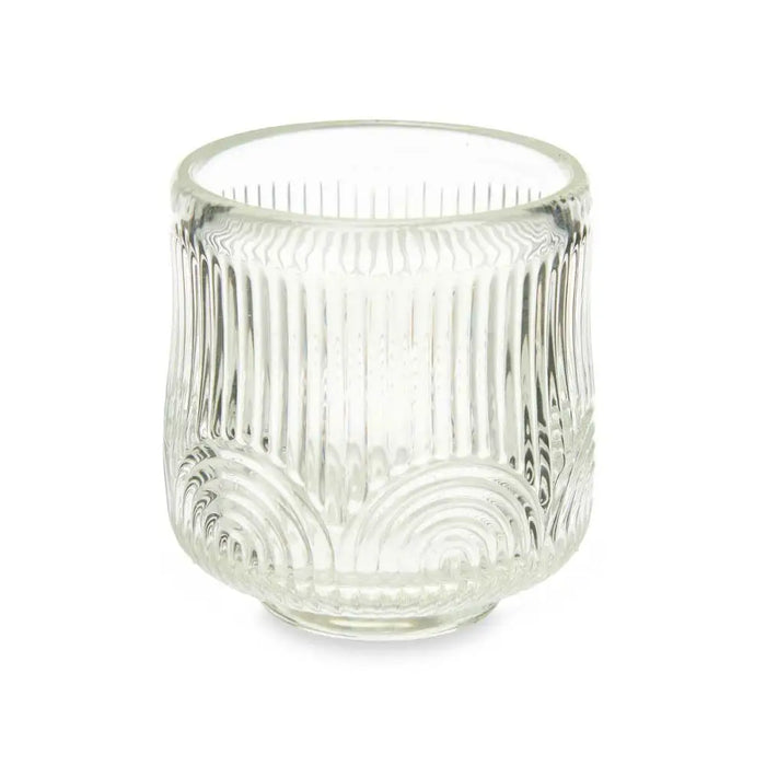 Candleholder Gift Decor Transparent Crystal 7,5 x 7,8 x 7,5 cm Stripes (12 Units) - Декорация и Осветление<<<Дом