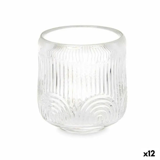 Candleholder Gift Decor Transparent Crystal 9 x 9,5 x 9 cm Stripes (12 Units) - Декорация и Осветление<<<Дом