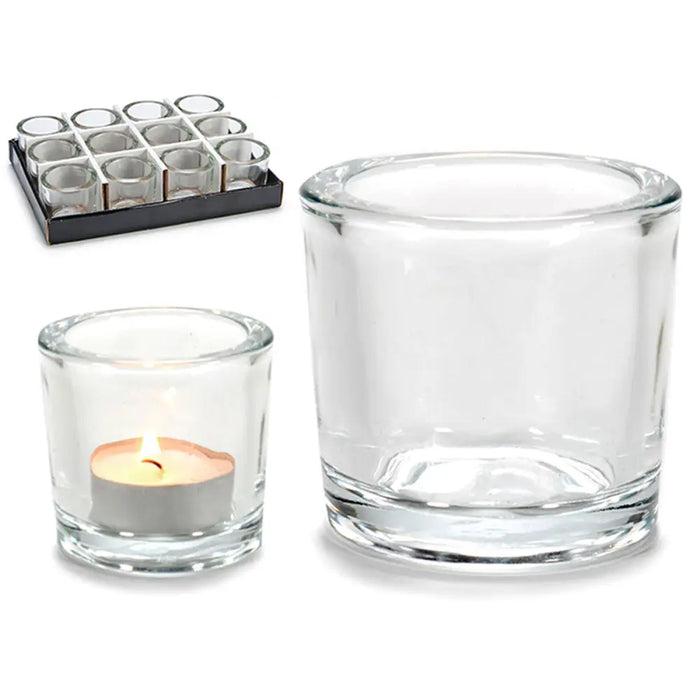 Candleholder Gift Decor Transparent Glass 6,5 x 6 x 6,5 cm (12 Units) - Декорация и Осветление<<<Дом