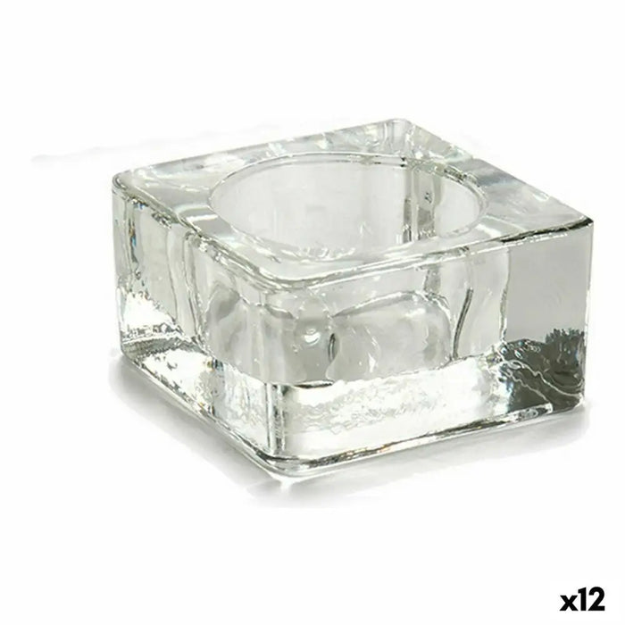 Candleholder Gift Decor Transparent Glass 6 x 3 x 6 cm (12 Units) - Декорация и Осветление<<<Дом