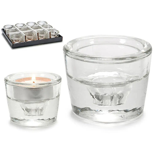 Candleholder Gift Decor Transparent Glass 6 x 4,3 x 6 cm (12 Units) - Декорация и Осветление<<<Дом