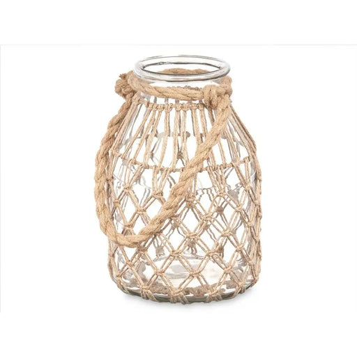 Candleholder Gift Decor Transparent Natural Glass Rope 17 x 25 cm 17 x 25 x 17 cm Tin (4 Units) - Декорация и