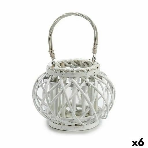 Candleholder Gift Decor White wicker Glass 30 x 19 x 25,5 cm (6 Units) - Декорация и Осветление<<<Дом