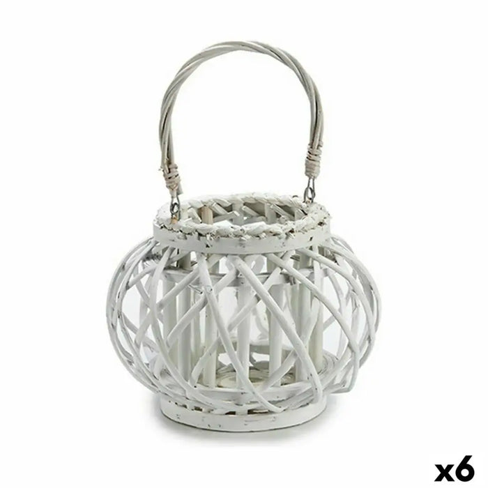 Candleholder Gift Decor White wicker Glass 30 x 19 x 25,5 cm (6 Units) - Декорация и Осветление<<<Дом