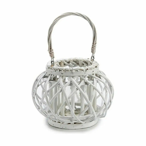 Candleholder Gift Decor White wicker Glass 30 x 19 x 25,5 cm (6 Units) - Декорация и Осветление<<<Дом