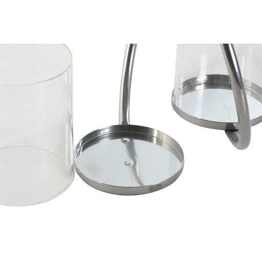 Candleholder Home ESPRIT Black Silver Metal Crystal 24 x 19 x 18 cm (2 Units) - Декорация и Осветление<<<Дом