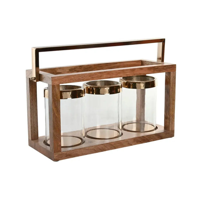 Candleholder Home ESPRIT Brown Steel Mango wood 51 x 19 x 33 cm - Декорация и Осветление<<<Дом Градина<<<BigBuy&&&Свещи
