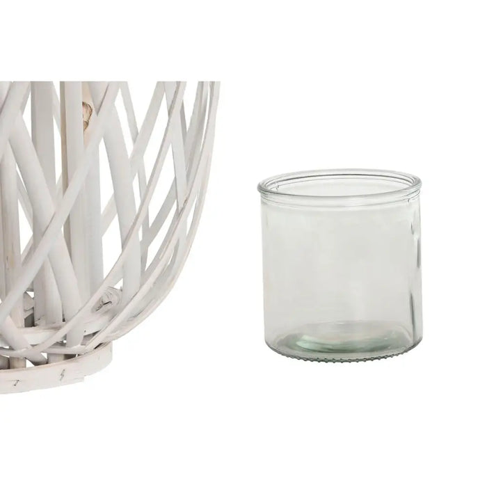 Candleholder Home ESPRIT White wicker Crystal 34 x 34 x 80 cm - Декорация и Осветление<<<Дом Градина<<<BigBuy&&&Свещи и