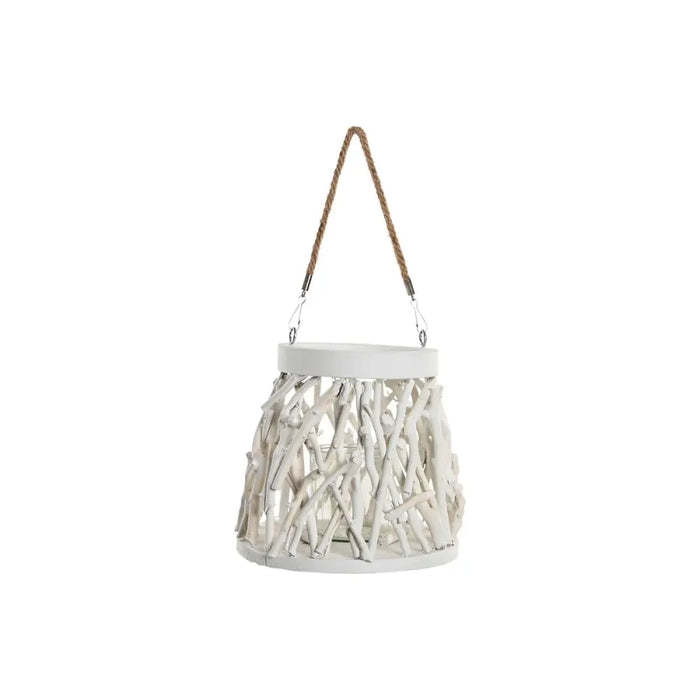 Candleholder Home ESPRIT White Wood Crystal 35 x 35 x 32 cm (2 Units) - Декорация и Осветление<<<Дом