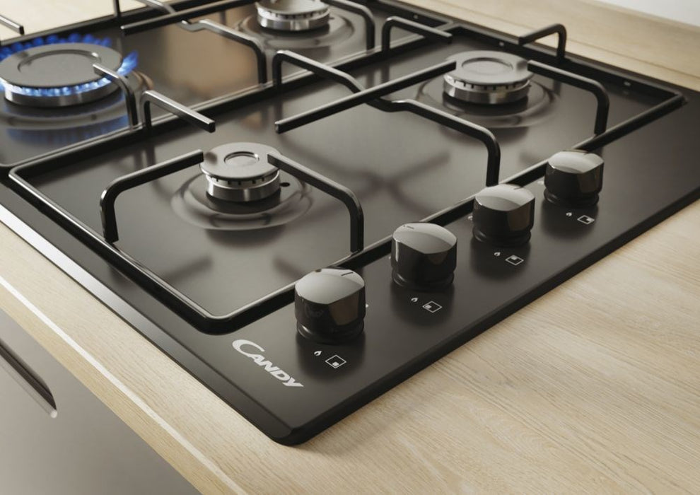 Candy CHW6LBB Black Built-in 60 cm Gas 4 zone(s)
