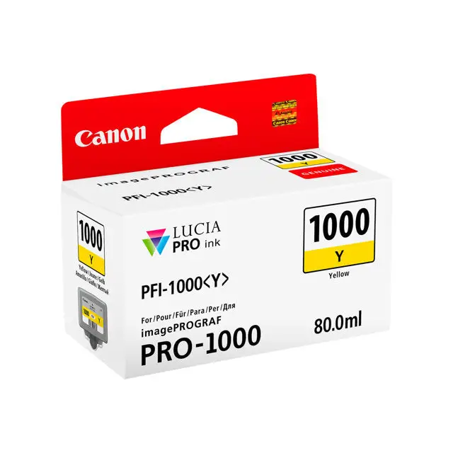 CANON 2LB PFI-1000y Ink yellow standard capacity 80ml 1-pack iPF1000 - LFP мастила и LFP мастилени глави<<<Консумативи