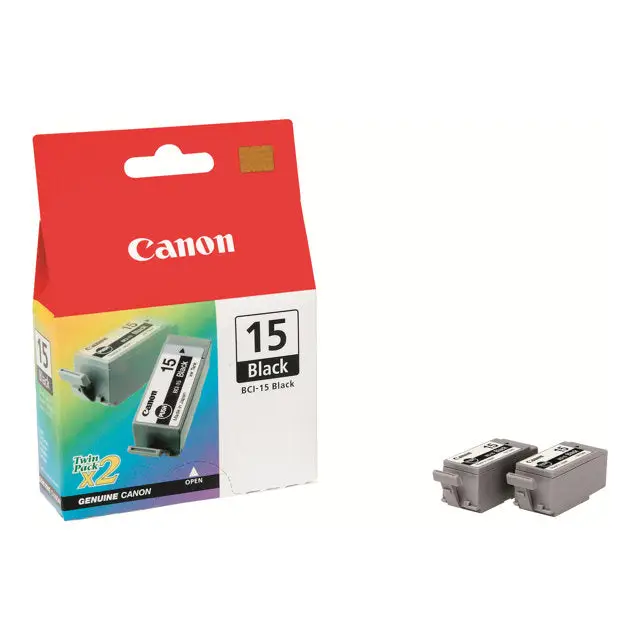 CANON BCI-15BK ink cartridge black standard capacity 2x5.3ml 2x121 pages 2-pack - Мастила и Мастилени