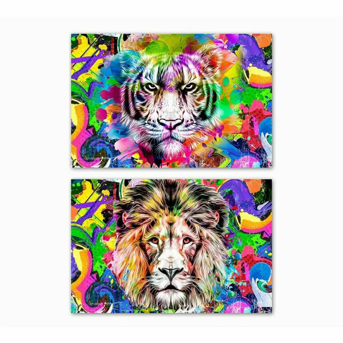 Canvas DKD Home Decor Lion Modern (70 x 1,8 x 50 cm) (2 Units) - Декорация и Осветление<<<Дом